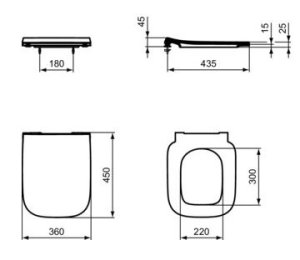 Dangtis WC Ideal Standard I.Life B, soft close, plonas