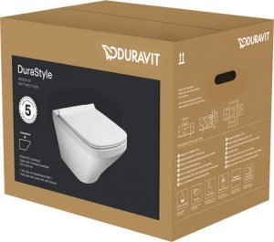 Pakabinamas unitazas Duravit DuraStyle Rimless, su lėtai užsidarančiu dangčiu, bakelis į komplektą neįeina