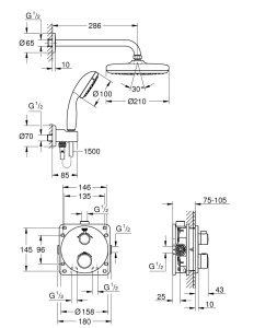 Termostatinis potinkinis komplektas Grohe 1000GRT Tempesta 210