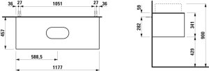 Stalčiaus modulis Laufen SONAR 1175x455x340 mm, 1 stalčius, tinka praustuvams 812348/812349, spalva - copper & nero marquina