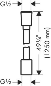 Dušo žarna AXOR ShowerSolutions, tekstilinė, 1,25 m, kūginė ir cilindrinė jungtys, nerūdijančio plieno spalvos (Stainless Steel Optic)