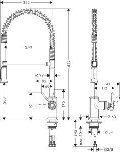 Plautuvės maišytuvas AXOR Montreux 210, su sukiojamu snapu, nerūdijančio plieno spalvos (Stainless Steel Finish)