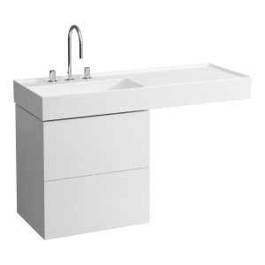 Praustuvas Laufen KARTELL 1200x460x120 mm, su plačiu kraštu dešinėje, be perlajos, su 3 angomis maišytuvams