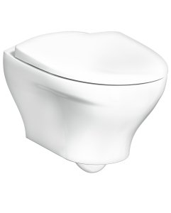 Pakabinamas unitazas GUSTAVSBERG Estetic su dangčiu, su soft-close mechanizmu lėtam užsidarymui ir lengvo nuėmimo funkcija,  „Ceramicplus” danga