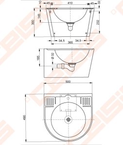 Nerūdijančio plieno plautuvė SANELA Ø360mm, antivandalinė 