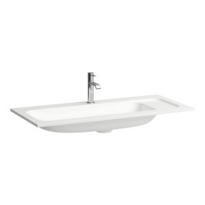 Praustuvas Laufen MEDA 977x445x132 mm, baldinis, su 1 anga maišytuvui viduryje, lentyna dešinėje