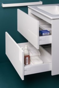 Spintelė su praustuvu Laufen PRO S 600x500x610 mm, plonas "slim" praustuvas, 2 stalčiai,  spintelės spalva - traffic grey
