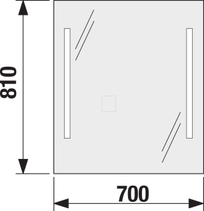 Veidrodis Jika CLEAR 700x50x810 mm, su 2 integruotais vertikaliais LED šviestuvais