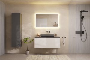 Termostatinė dušo sistema HANSGROHE Raindance Alive Q 210/340, 2 srovių, spalva - šlifuoto juodo chromo spalvos (brushed black chrome)