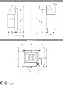 Plieninis židinio ugniakuras SCHMID EKKO L 45(45)80 H (510 x 1565 x 530); 3,2-7,1kW