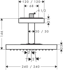 Dušo galva su laikikliu iš lubų AXOR ShowerSolutions 240/240 1jet, chromo spalvos