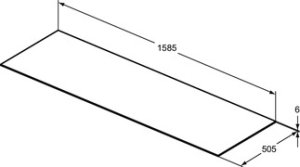 Stalviršis keraminis Ideal Standard Conca spintelei, matmenys: 1600(1585)x505x6, Grey Stone (pilkas akmuo)