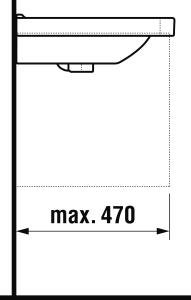 Praustuvas Jika CUBITO, 850x485x165 mm, su 1 anga maišytuvui viduryje