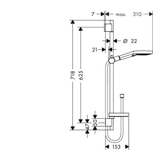Dušo komplektas HANSGROHE Raindance Select S 120 3jet / Unica S Puro 0,90 m
