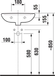 Praustuvas Jika LYRA PLUS, 450x370x155 mm, su 1 anga maišytuvui viduryje
