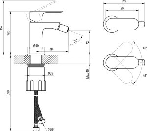 Maišytuvas bide ELEGANTA 056.20 Graphite Brushed