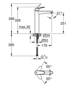 Praustuvo maišytuvas GROHE Eurodisc Cosmopolitan XL dydis, chromo spalvos 