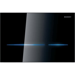 Sensorinis vandens nuleidimo mygtukas Geberit Sigma80 Square, 12 cm bakeliui, juodas stiklas