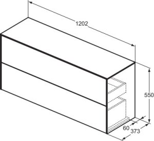 Spintelė Conca praustuvui, 1200x373x550, du stalčiai, push to open, soft close uždarymas, tamsus ąžuolas (tikros medieno