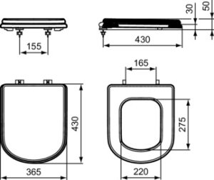 Unitazo dangtis IDEAL STANDARD Calla su Soft Close mechanizmu lėtam užsidarymui