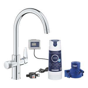 Plautuvės maišytuvo su vandens filtru komplektas GROHE Blue Pure BauCurve, chromo spalvos 
