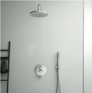 Ideal Standard potinkinis dušo komplektas: maišytuvas+potinkinė dalis,200mm dušo galva, rankinis dušas, alkūnė su laikikliu,400mm sieninė alkūnė