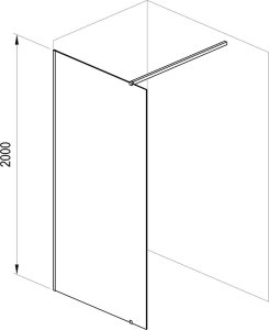Stacionari dušo sienelė Ravak Walk in Wall 60 cm, blizgiu profiliu, skaidriu stiklu, su laikikliu komplekte