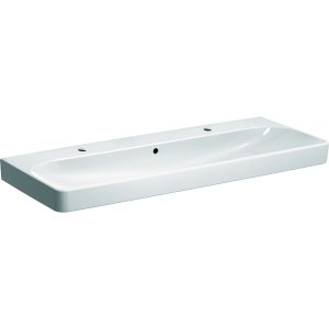 Praustuvas Geberit Smyle Square 75x48 cm, su skyle maišytuvui, su perpylimo anga