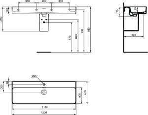 Praustuvas IDEAL STANDARD Strada 120x41cm