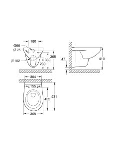 Pakabinamas WC unitazas GROHE Bau Ceramic