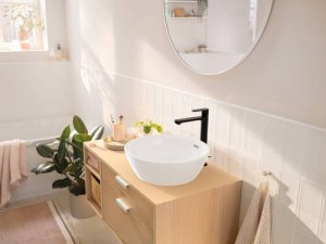 Praustuvo maišytuvas HANSGROHE Rebris S 240 CoolStart, su dugno vožtuvu, spalva - juoda matinė