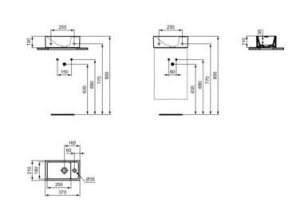 Praustuvas Ideal Standard Tempo, matmenys: 370x210x120mm, maišytuvo skylė dešinėje, matinė juoda spalva    