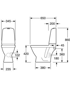 WC Nautic pastatomas 1510 hygienic-flush horizontalus C+, dangtis soft-close