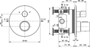 Dekoratyvinė dalis vonios/dušo maišytuvui Ideal Standard Ceratherm T100, termostatinė, spalva - juoda matinė