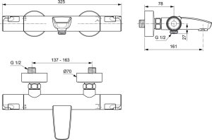 Termostatinis maišytuvas voniai/dušui Ideal Standard Ceratherm T50, termostatinis