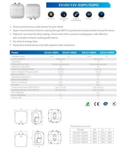 Elektrinis vandens šildytuvas HAIER ES15V-SQM1 virš praustuvo, 1/2”