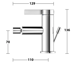 Bidė maišytuvas IXMO Pure 70, su dugno vožtuvu, chromas