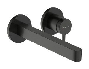 Praustuvo maišytuvas HANSGROHE Finoris 228, iš sienos, su neužsidarančiu dugno vožtuvu, spalva - šlifuoto juodo chromo (brushed black chrome)
