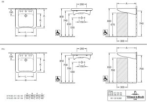 Praustuvas Villeroy & Boch  Vicare 650x550 neįgaliems, stačiakampis