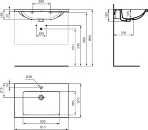 Praustuvas Ideal Standard i.Life B, matmenys: 810x510x180