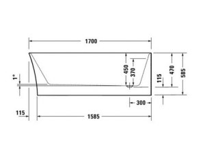 Vonia DuraSenja 170x80, dešininė