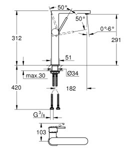 Praustuvo maišytuvas GROHE Plus XL dydis, matinė grafito spalva (Brushed Hard Graphite)