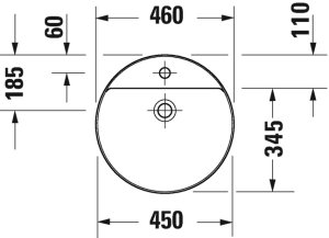 Dubuo Vitrium D-Solid 46cm, skylė maišytuvui, matinis pilkas