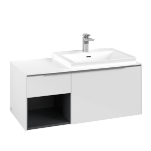 Spintelė apatinė Subway 3.0 1001x422,5x516 lentynėlė kairėje, Briliant white, chromuotos rankenėlės
