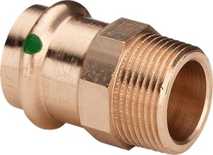 Sujungimas presuojamas 15x3/8 išoriniu sriegiu varinis
