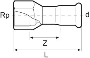 Sujungimas presuojamo nerūdijančio plieno vidiniu sriegiu 28x1" (AISI316)