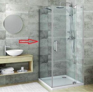 Šoninė dušo sienelė Roth Eleganta GBN/1000, blizgiu profiliu, skaidriu stiklu, montuojama su dušo durimis GDO1N