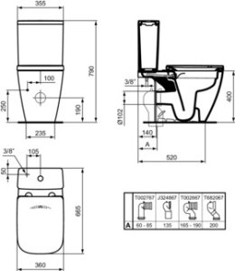 Puodas WC Ideal Standard i.Life B RimLS+, horizontalus