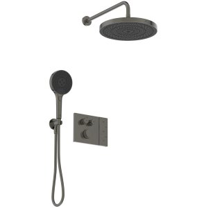 Dušo sistema IDEAL STANDARD Ceratherm Navigo Solos, 300mm dušo galva, 3 funkcijos, 400mm dušo alkūnė, šlifuotas magnetas (magnetic grey)
