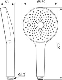 Galva rankinio dušo Ideal Standard Solos, Ø130 mm, 1 funkcijos, chromas